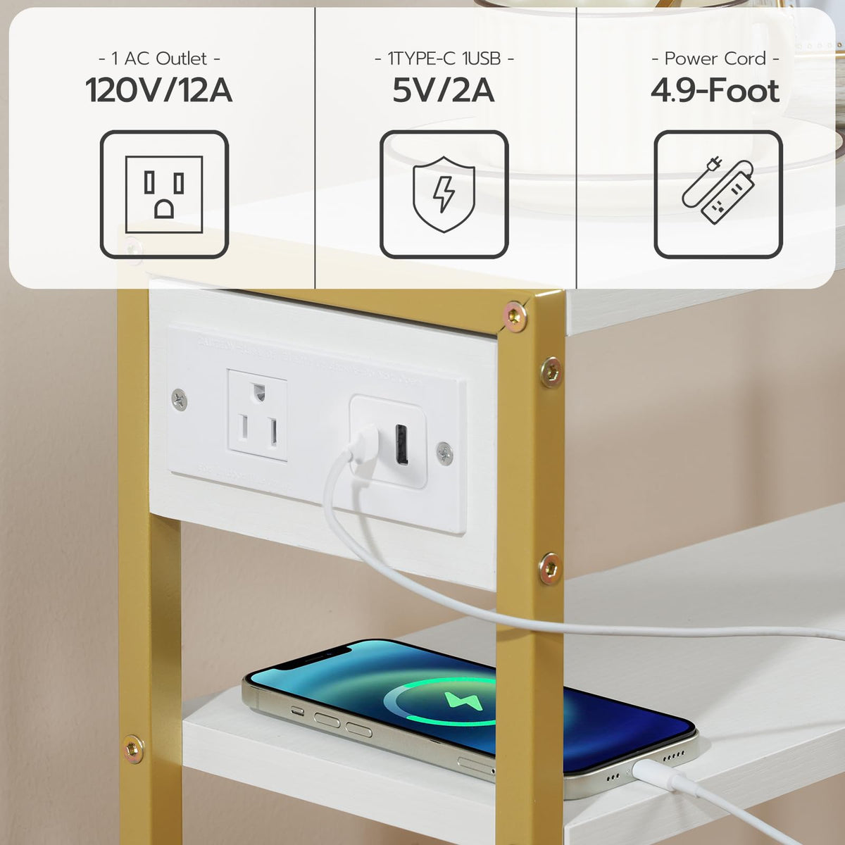 HOOBRO end table slim dimensions fit tight spaces while maintaining a practical surface