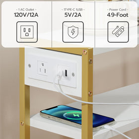 HOOBRO end table slim dimensions fit tight spaces while maintaining a practical surface
