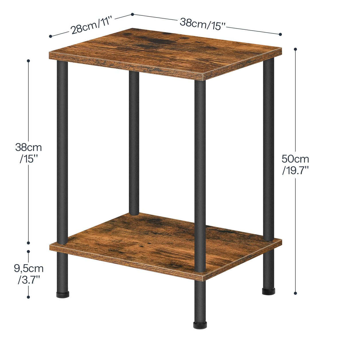 HOOBRO end table rustic-industrial style complements modern decor.