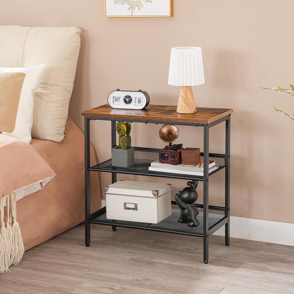 HOOBRO end table serves as nightstand or accent shelf beside seating.