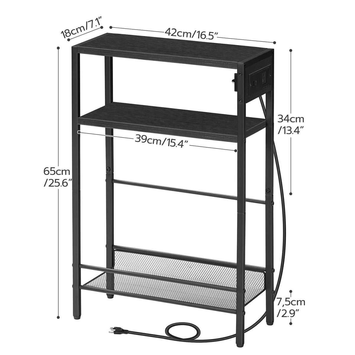 HOOBRO end table with open shelves helps organize remotes and glasses