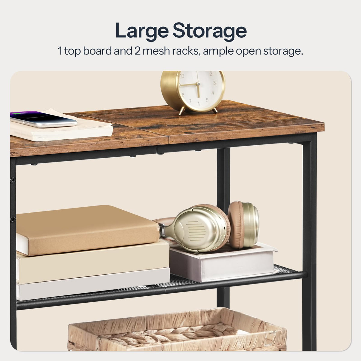 HOOBRO end table close-up, durable materials and finish