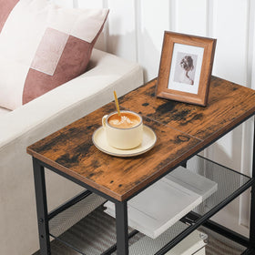 HOOBRO end table rustic brown tabletop adds warm character to rooms.