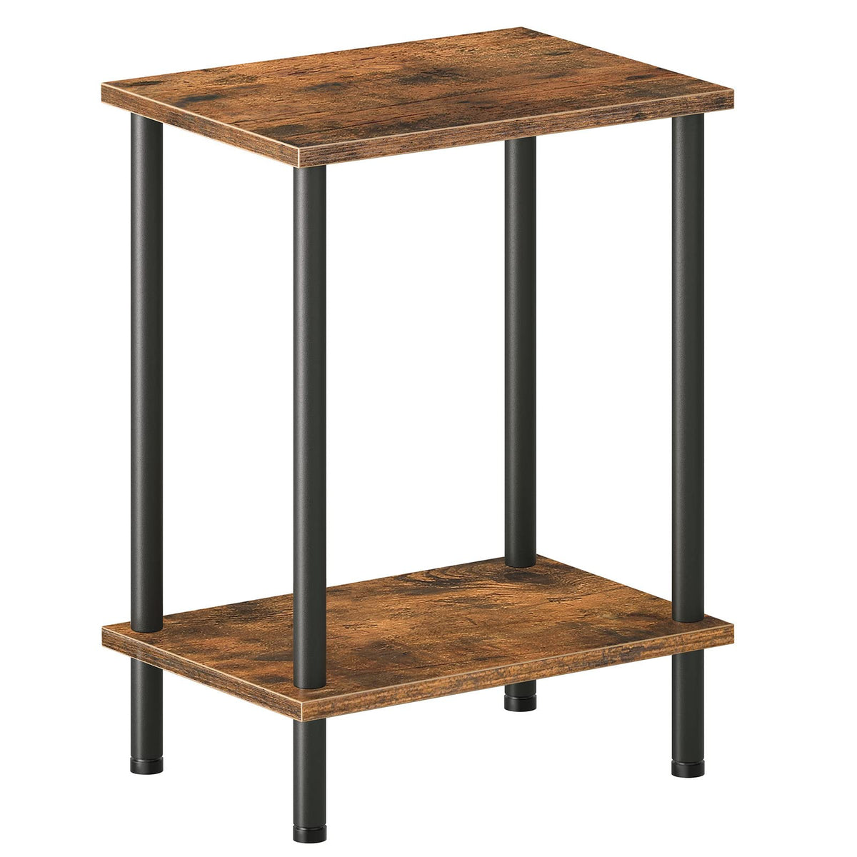 HOOBRO end table in rustic brown featuring two-layer storage for living room organization.