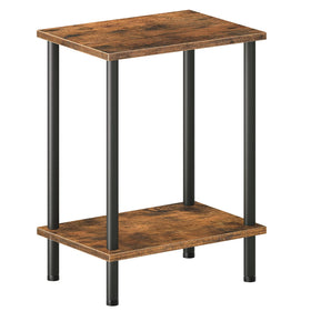 HOOBRO end table in rustic brown featuring two-layer storage for living room organization.