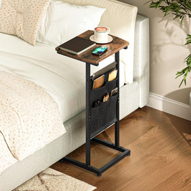 HOOBRO end table storage bag full, keeps magazines and remotes organized.