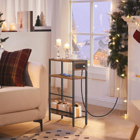 HOOBRO end table with three open shelves for storage