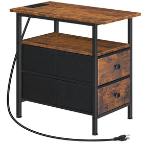 HOOBRO end table with charging station front view shows accessible outlets for easy device charging.