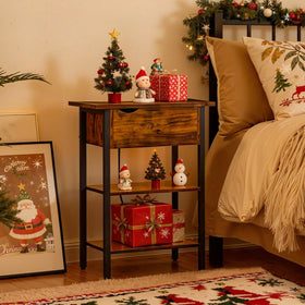 HOOBRO end table with shelf for decor and essentials.