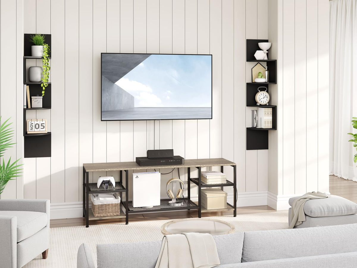 HOOBRO floating corner shelves ideal for living room display and space saving.