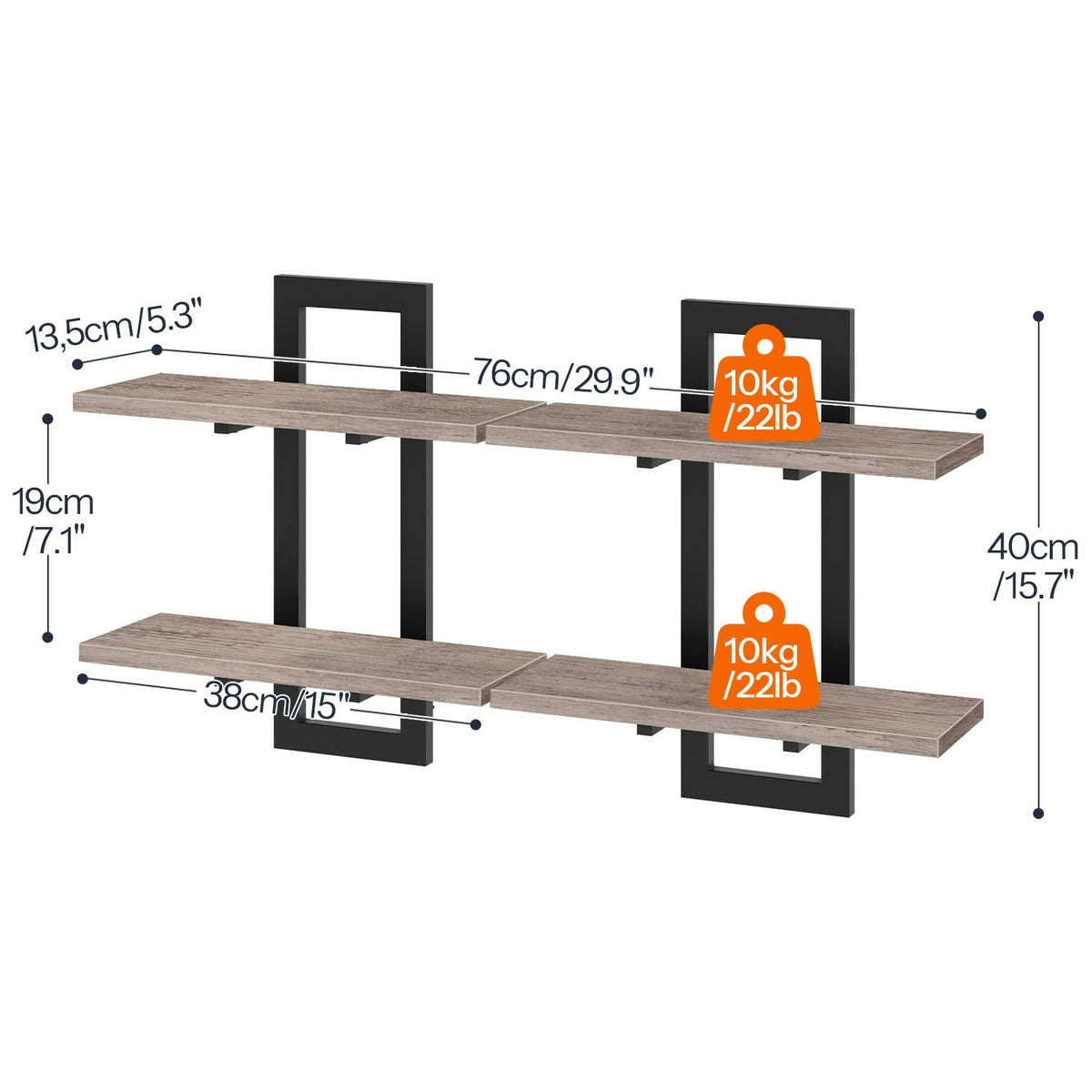 HOOBRO 2-tier wall-mounted shelves provide versatile storage for books and decor.