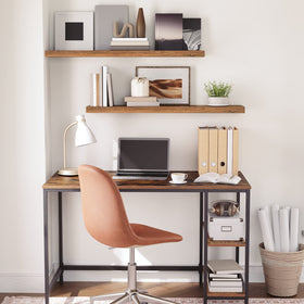 HOOBRO floating shelves bedroom decor setup with compact storage.