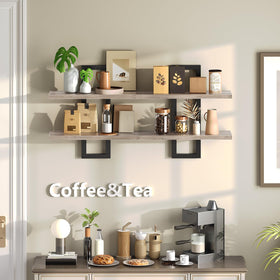 HOOBRO shelves in living room create decorative organization and display.