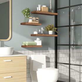 HOOBRO wall-mounted shelves in living room provide organized surface for books, frames, and keepsakes