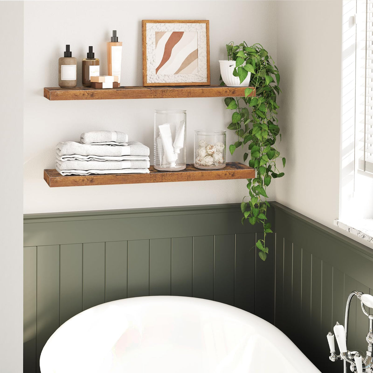 HOOBRO two-shelf arrangement ideal for compact hallways or kitchen nooks.