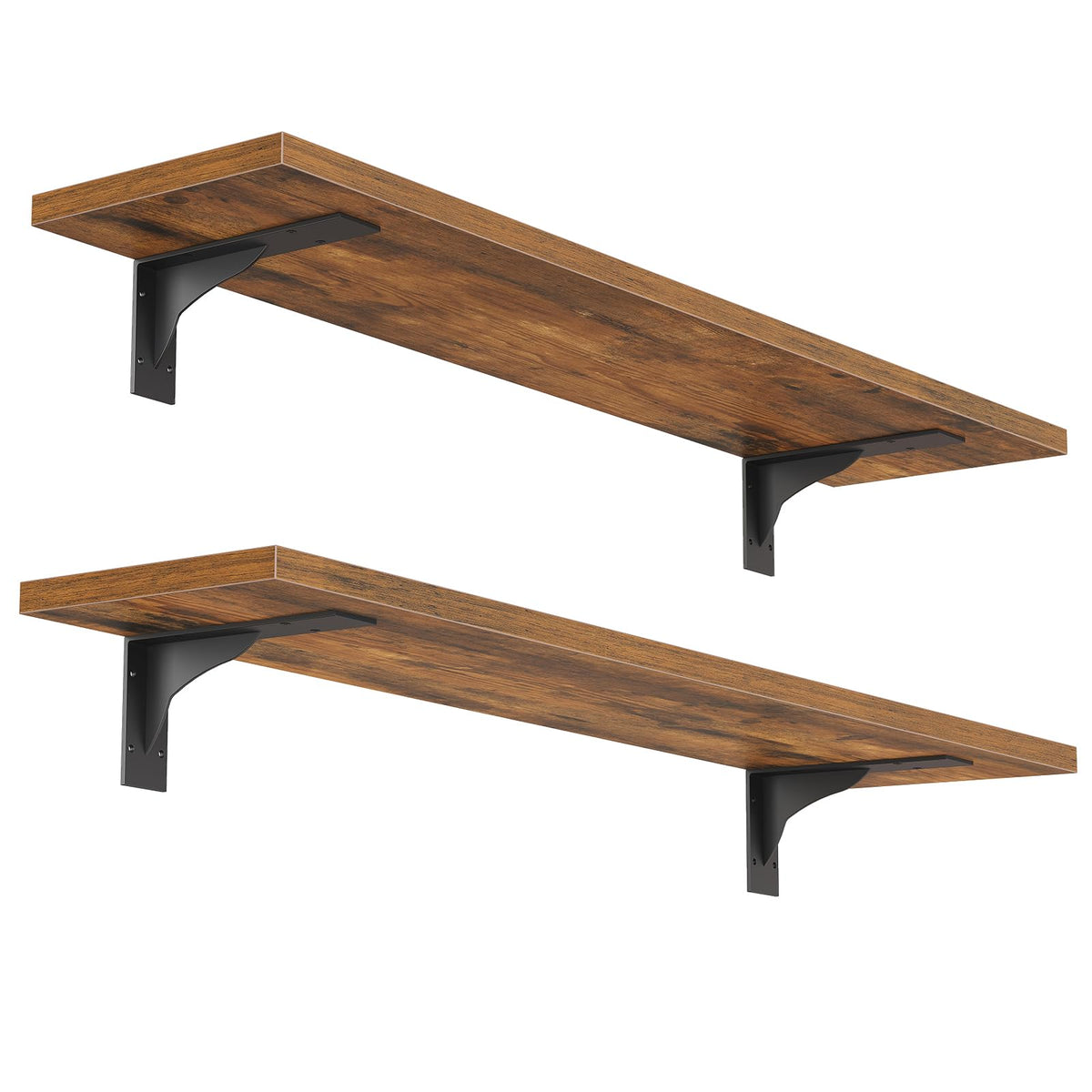 HOOBRO floating shelves wall 2-pack with sturdy brackets and rustic finish.