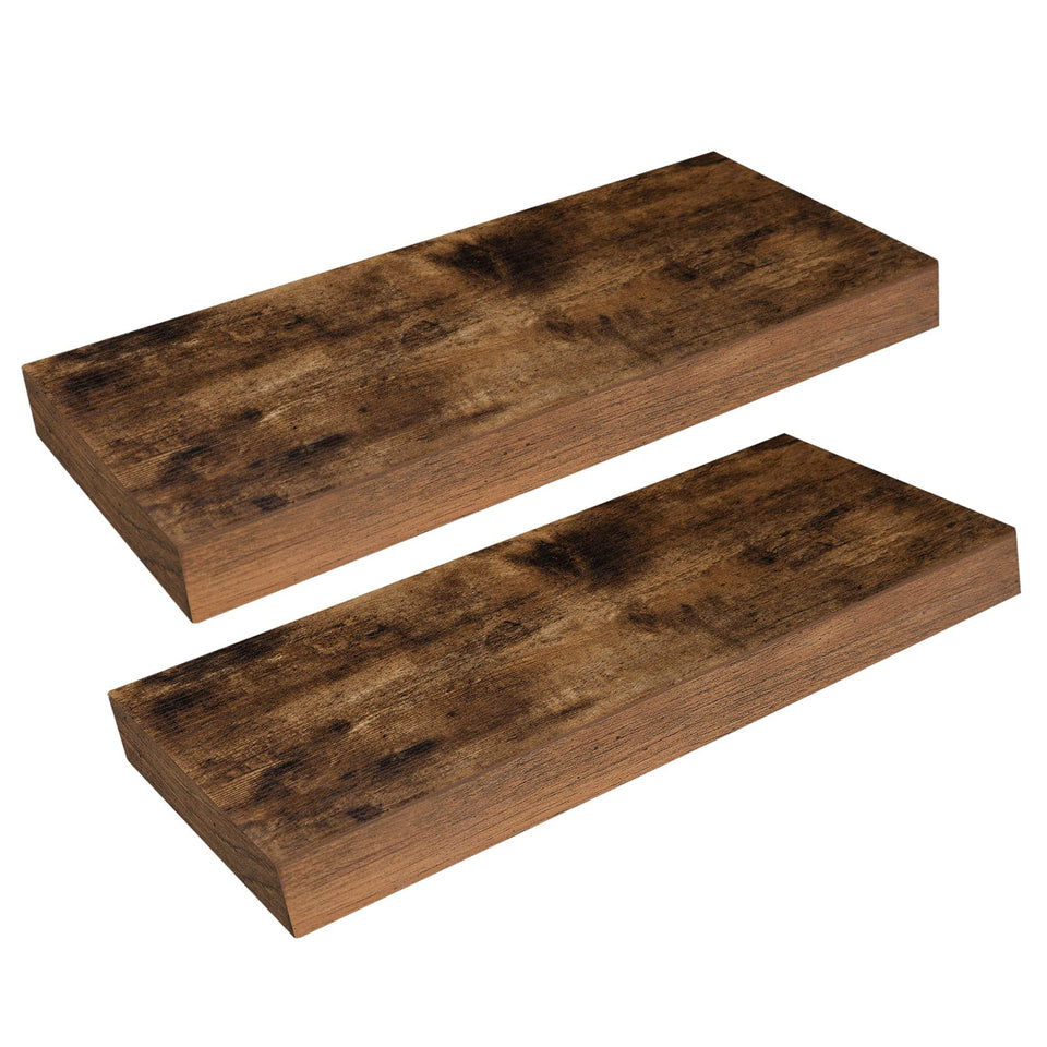 HOOBRO floating shelves two-pack in rustic brown show wall display space for photos and decor