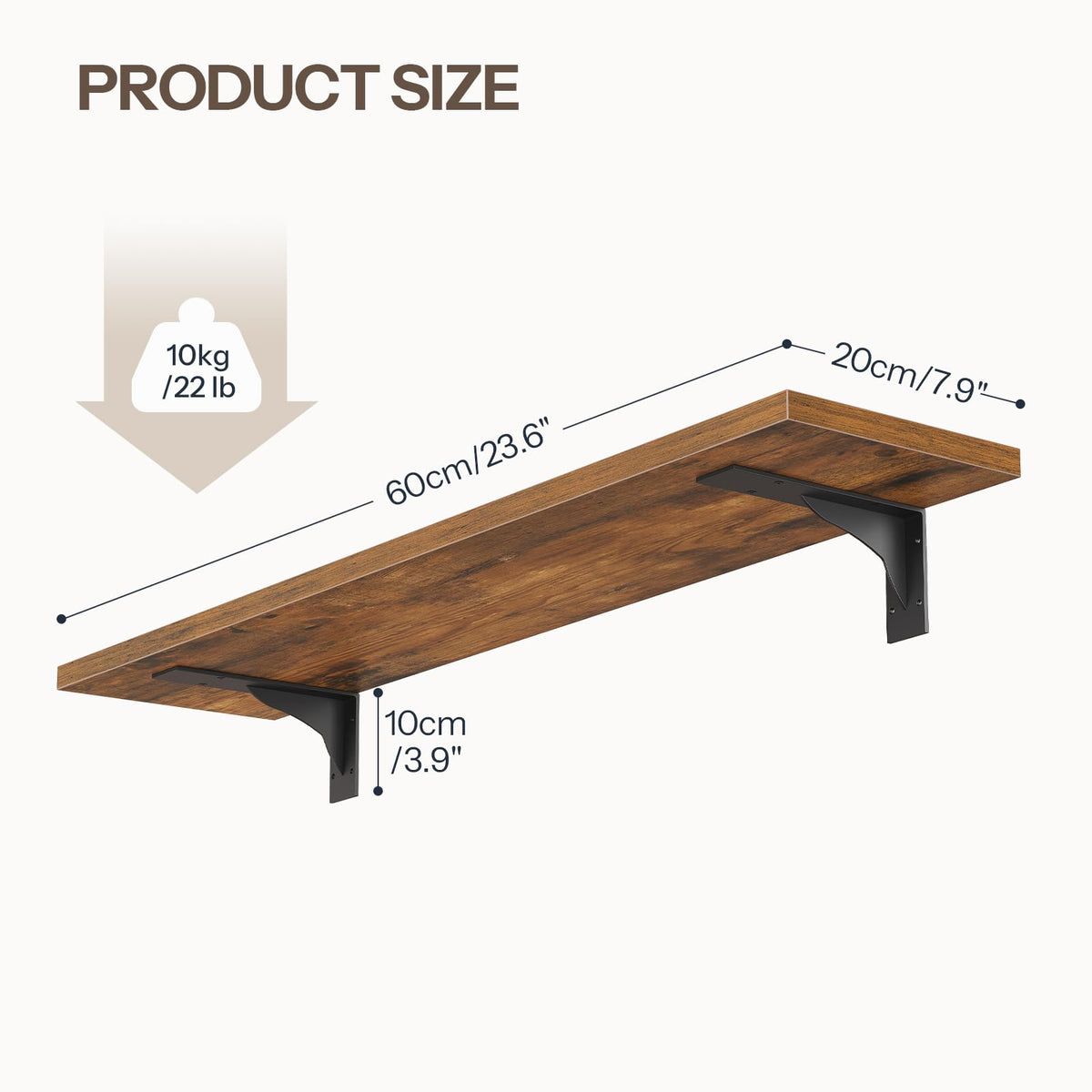 HOOBRO woodgrain closeup reveals durable particleboard and metal brackets.