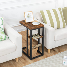 HOOBRO end table with storage shelf keeps magazines organized
