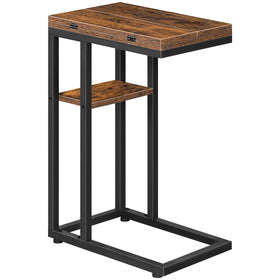 HOOBRO foldable end table with unfolded tabletop for extra surface space