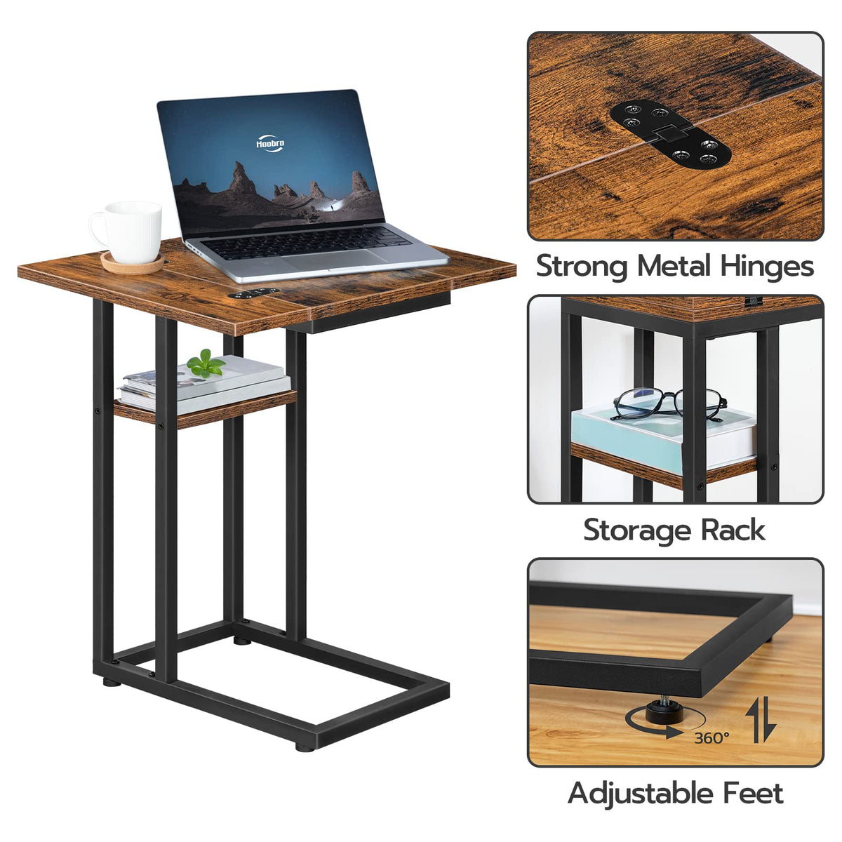 HOOBRO versatile table for couch, bed, or nightstand