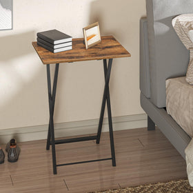 HOOBRO folding TV table ideal for laptop and coffee nearby.