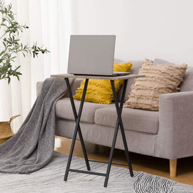 HOOBRO folding TV table in living room showcasing retro design