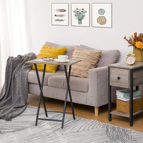 HOOBRO folding TV table metal frame highlights sturdy build