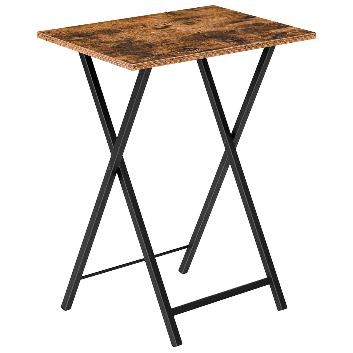 HOOBRO folding TV table on sofa surface for snacks and laptop use.
