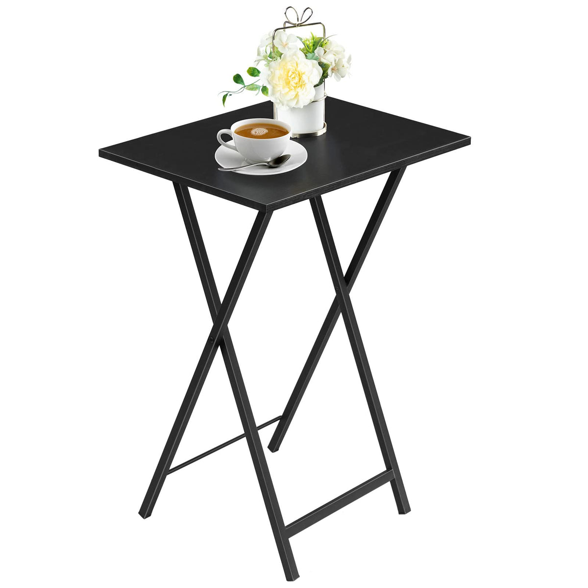 HOOBRO folding TV tray table supports laptops, meals, and beverages.