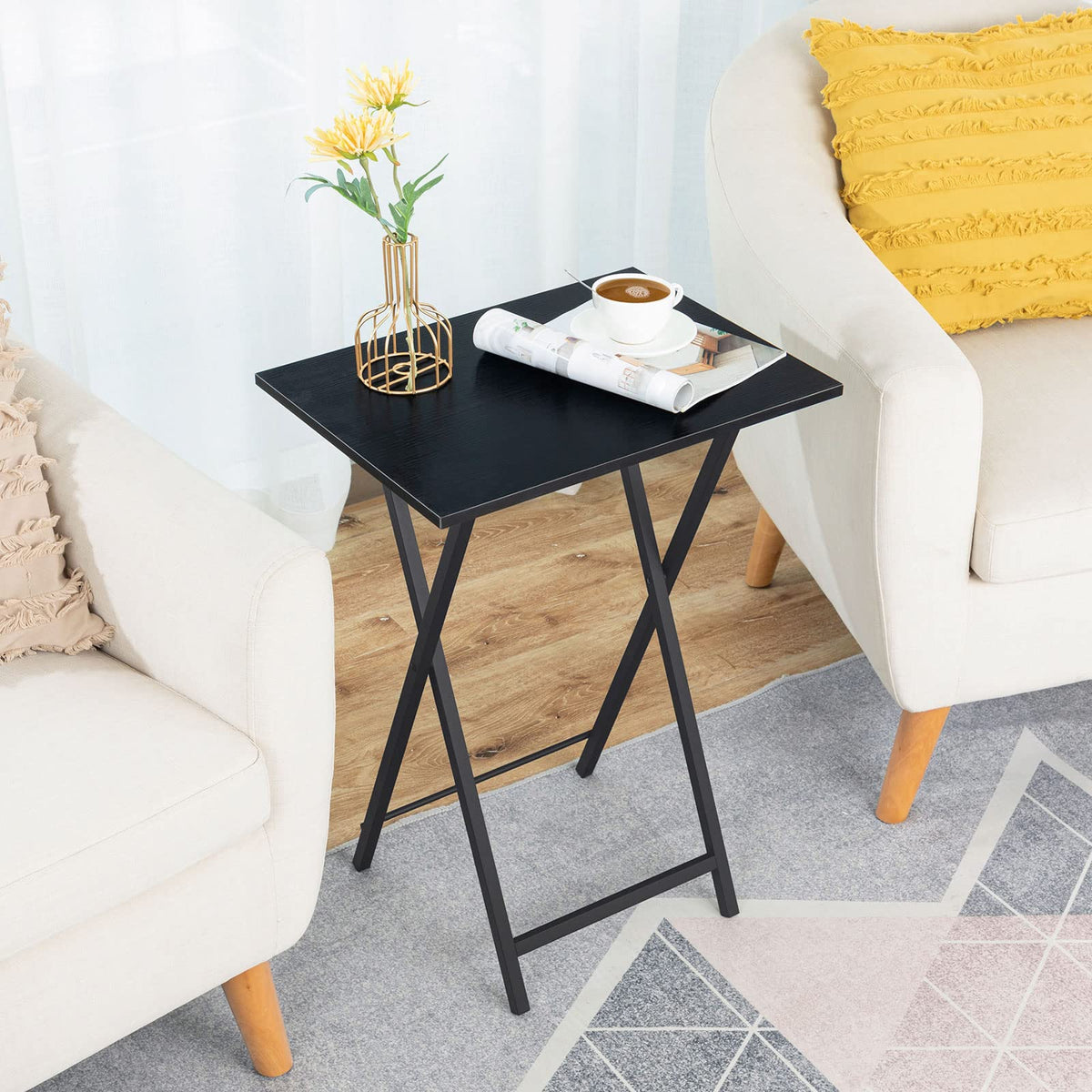 HOOBRO folding TV tray table compact fold for easy storage and transport.