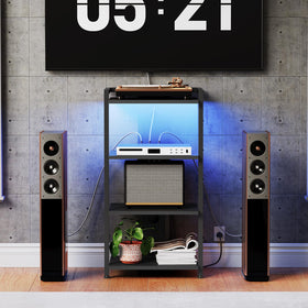 HOOBRO 4-tier AV stand supports multiple devices with stable, easy assembly.