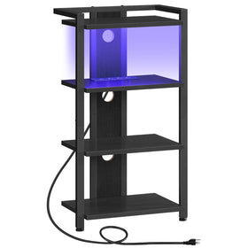 HOOBRO game console shelf 4-tier front view showing organized media storage and clean lines.