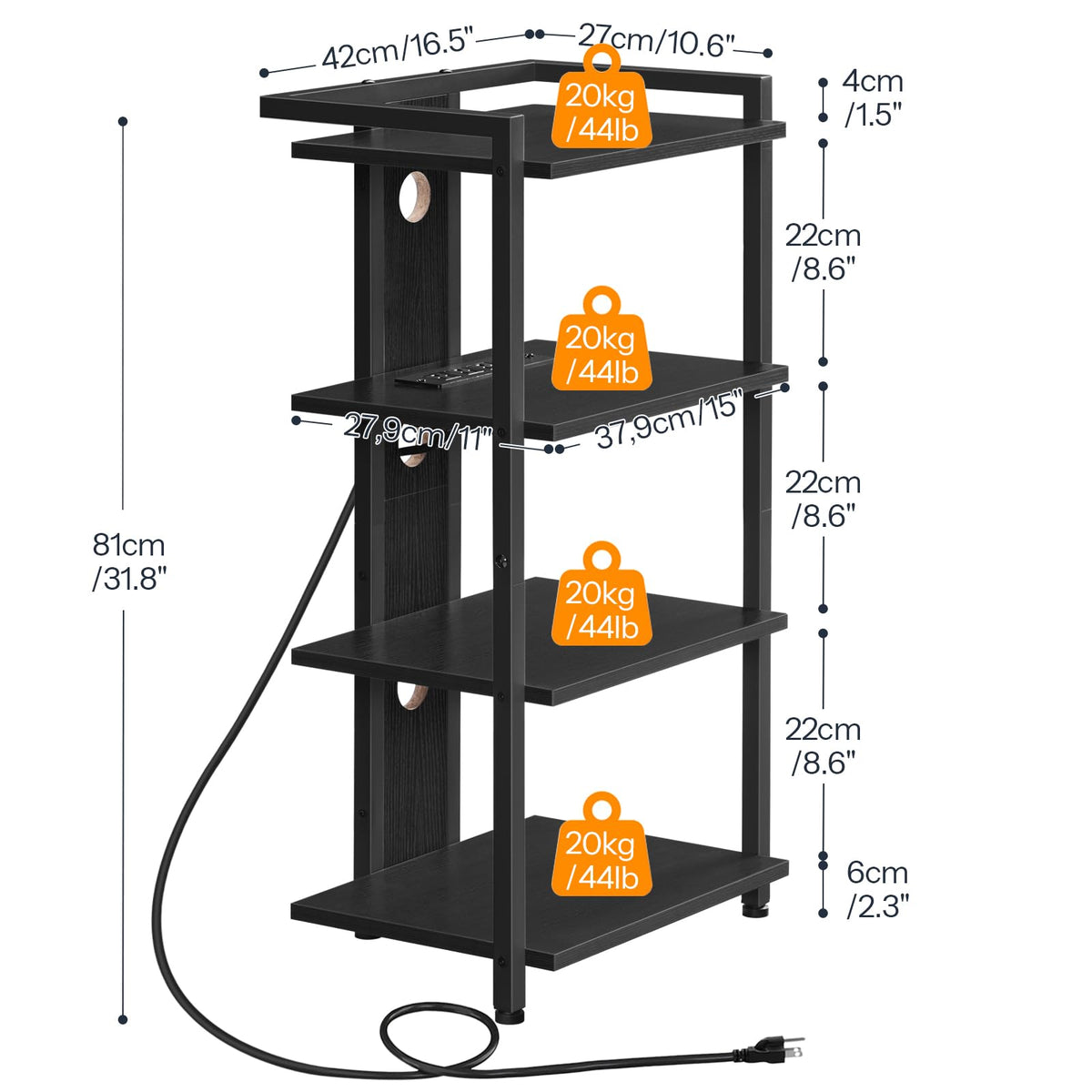 HOOBRO 4-tier LED strip lit example adds ambiance for movie nights.