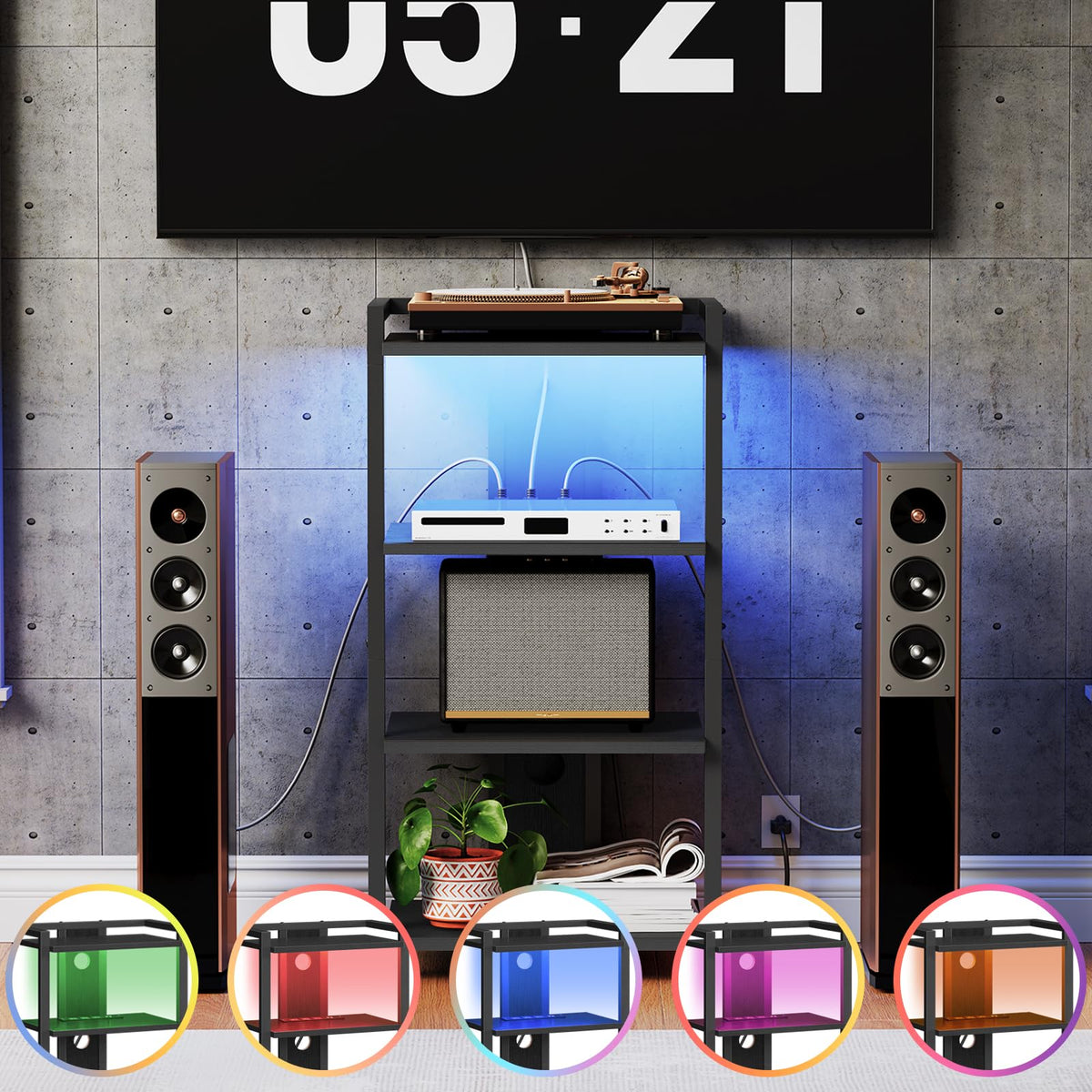 HOOBRO shelf shows vented design aiding heat dissipation during gaming.