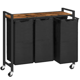 HOOBRO laundry sorter front view with three compartments for easy separation of lights and darks.