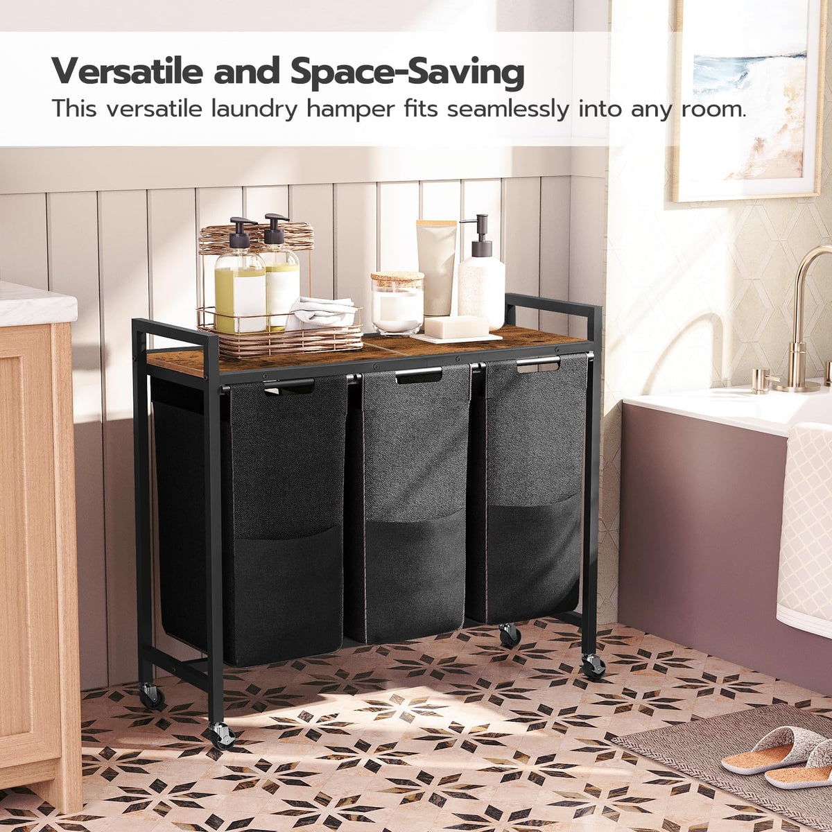 HOOBRO laundry sorter with lockable wheels ensuring stable placement.
