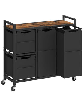 HOOBRO laundry sorter with four baskets keeps whites, colors, and delicates neatly separated