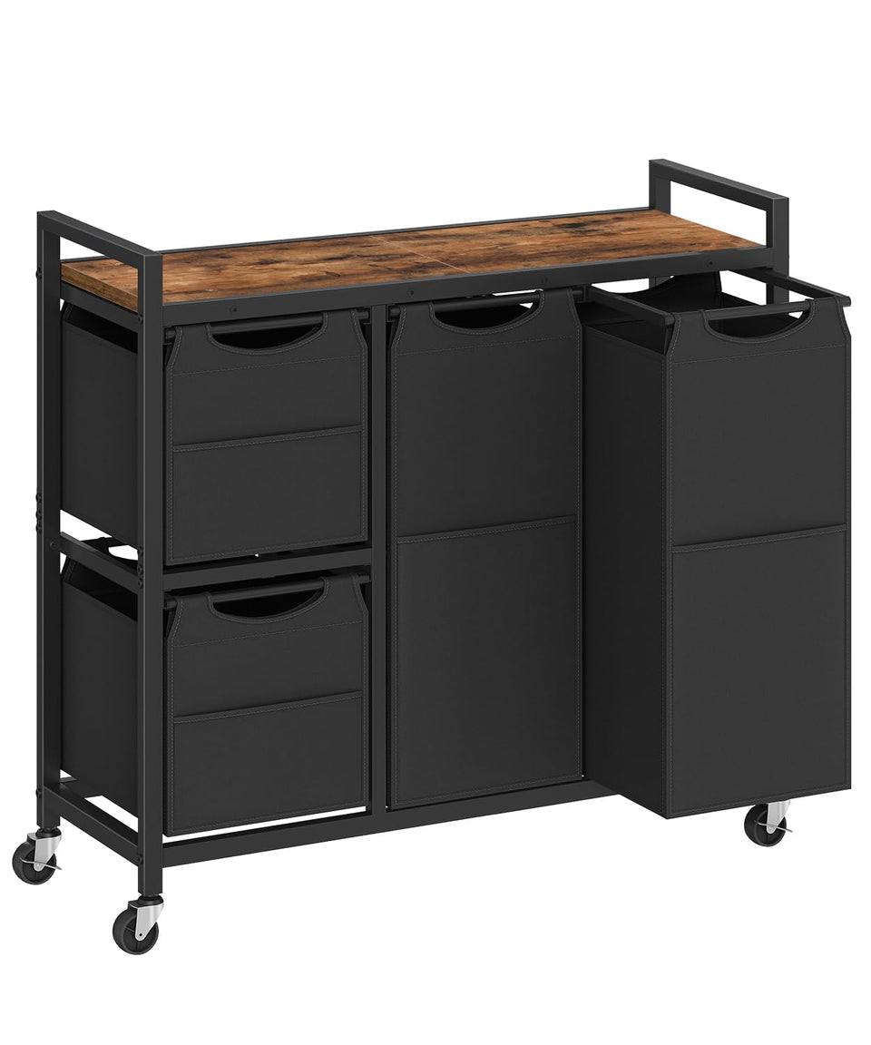 HOOBRO laundry sorter with four baskets keeps whites, colors, and delicates neatly separated