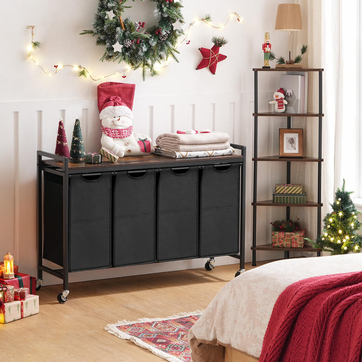 HOOBRO rustic brown and black finish adds style to any laundry area.
