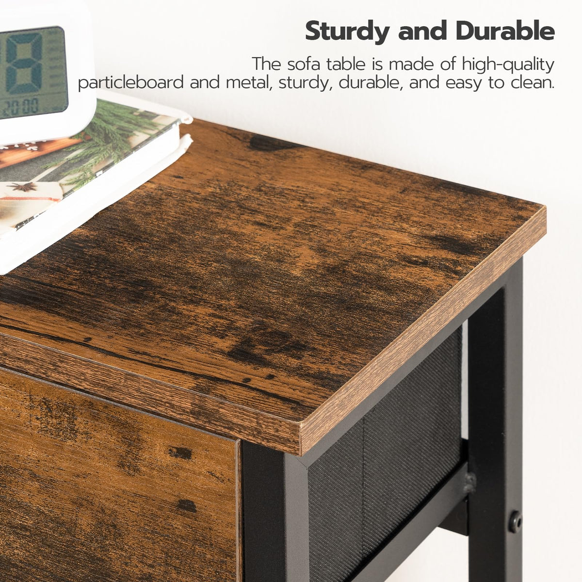 HOOBRO living room storage table offers ample surface for essentials.