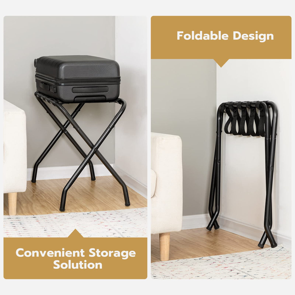 HOOBRO luggage rack folded compact storage for closet