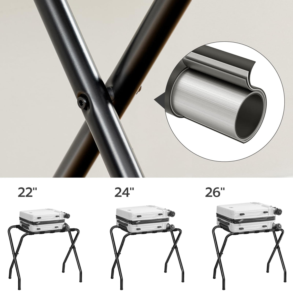 HOOBRO luggage rack nylon straps securely hold luggage