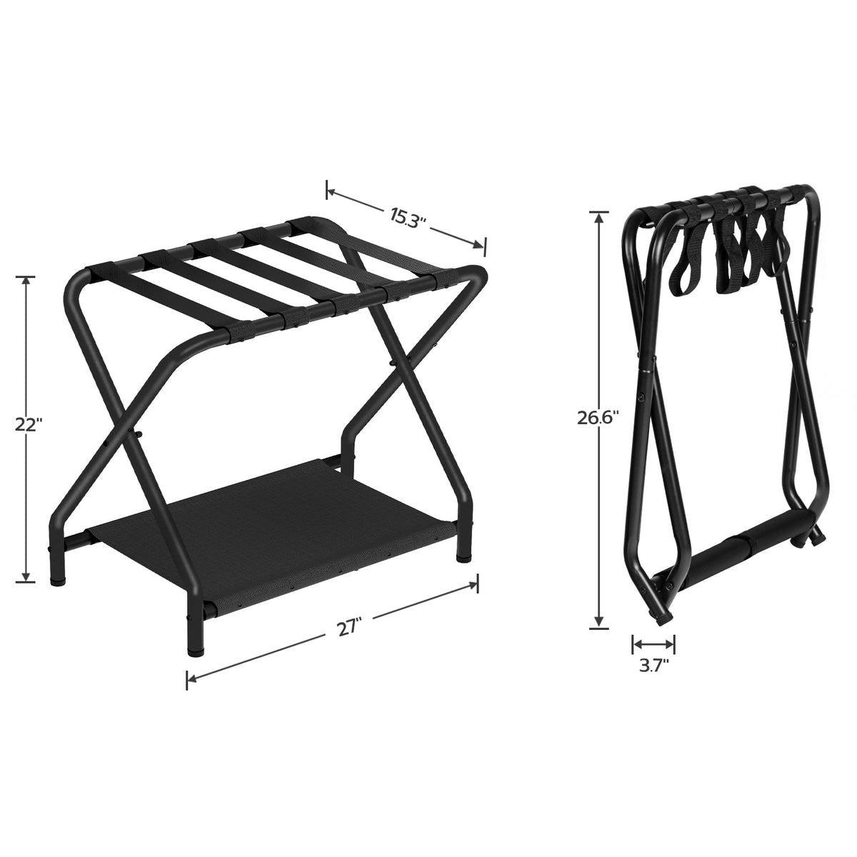 HOOBRO luggage rack top-down view in hotel room ready for packing.