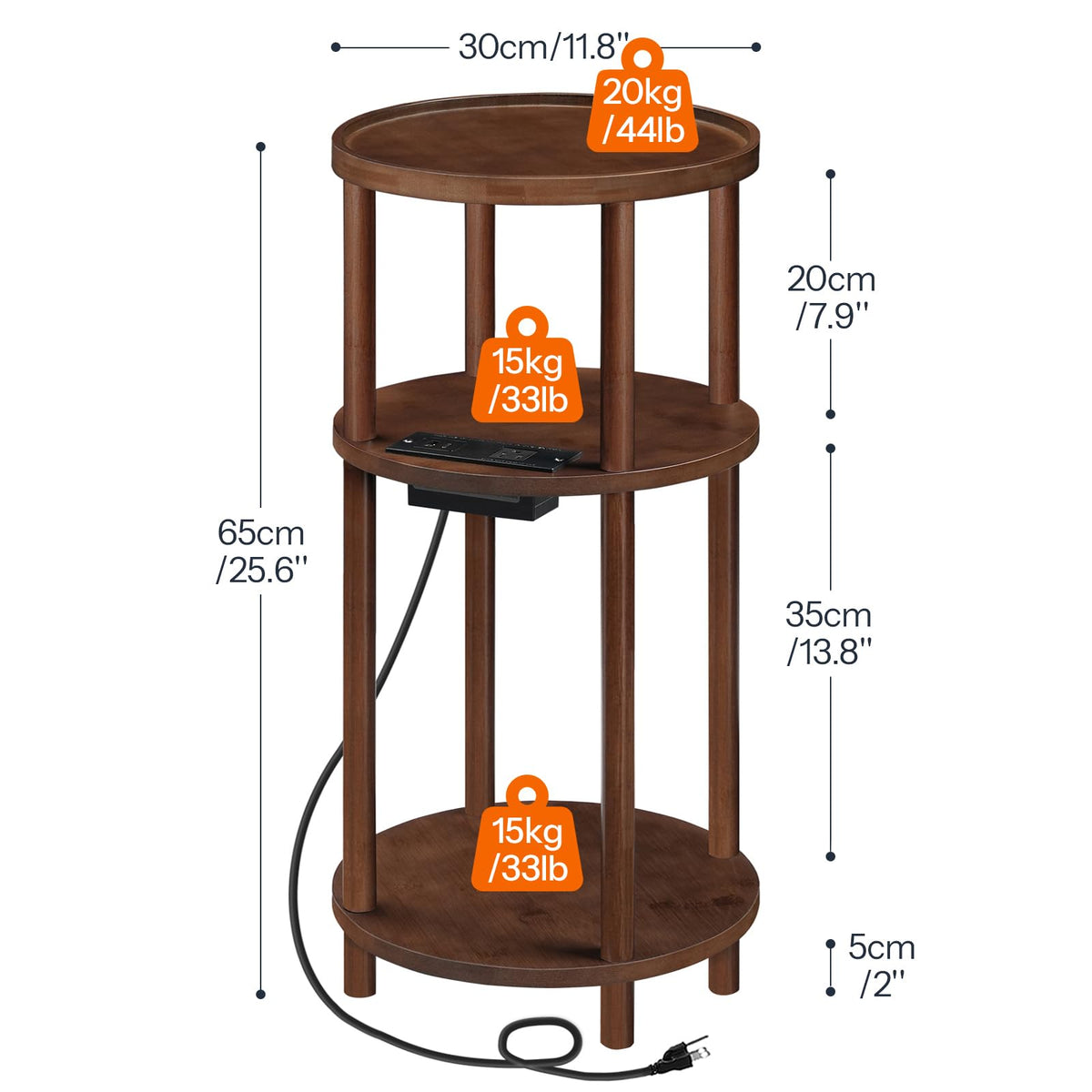HOOBRO mocha-finish round table adds warm rustic style to living spaces