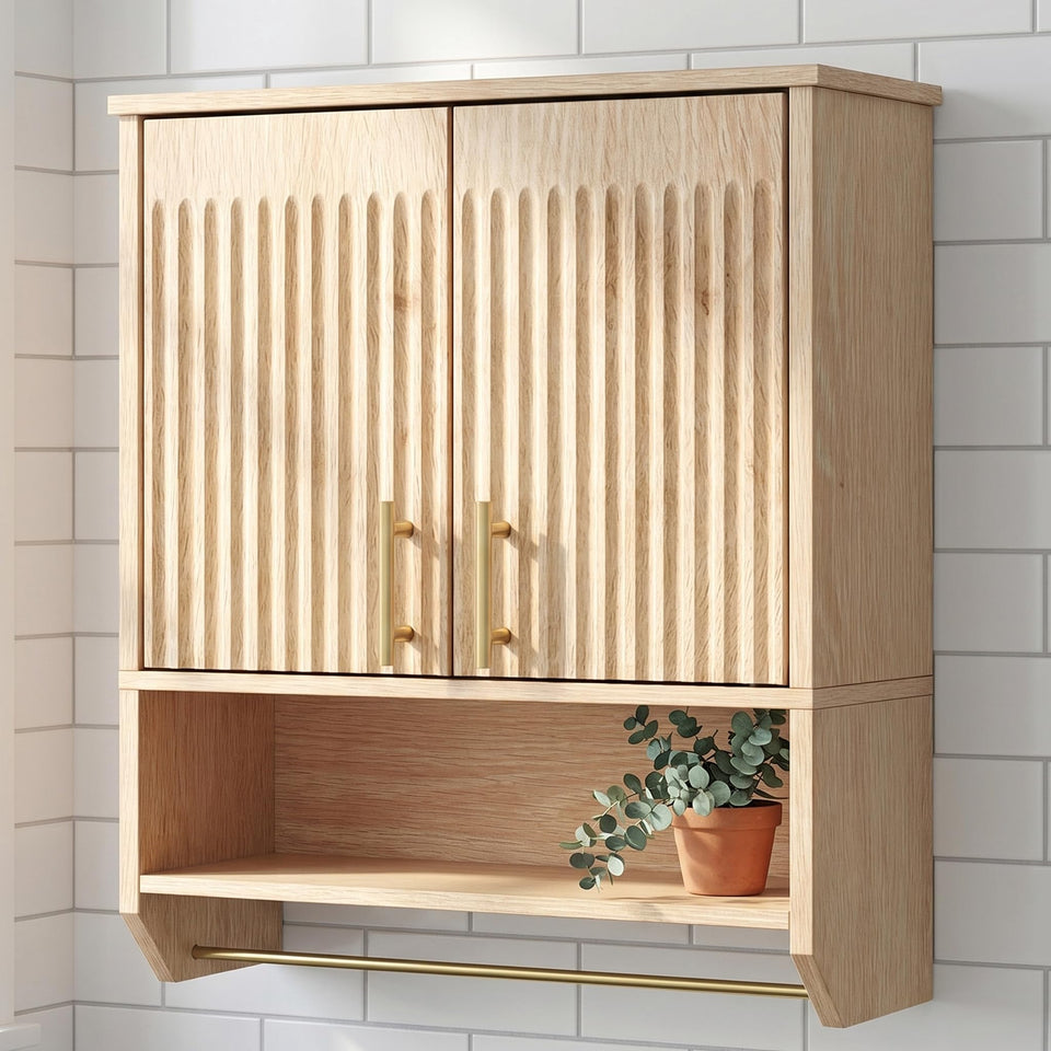HOOBRO narrow bathroom wall cabinet with towel rack enhances compact spaces.