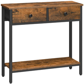 HOOBRO narrow console with two fabric drawers for tidy entryway storage.