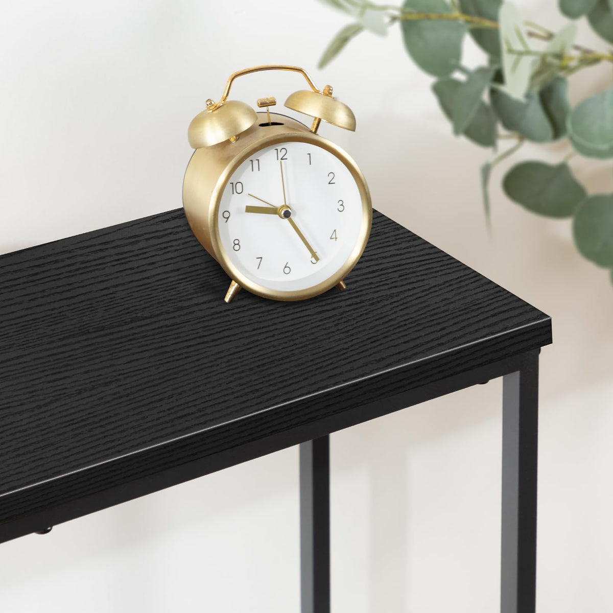 HOOBRO narrow console table black metal frame emphasizes modern industrial style.