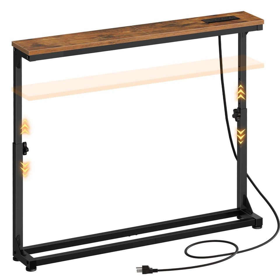 HOOBRO narrow console table with charging station behind couch for clutter-free charging