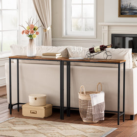 HOOBRO Narrow Console Table in entryway decor with plants and lamps.